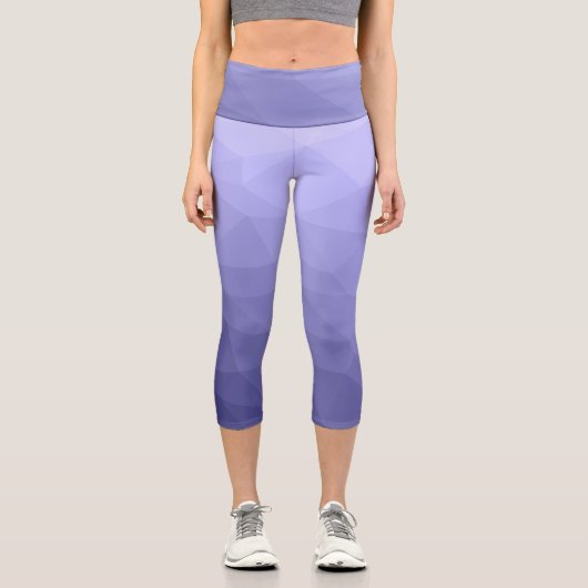 Lila violett-blaues Mesh-Omermuster Capri Leggings (Vorderseite)