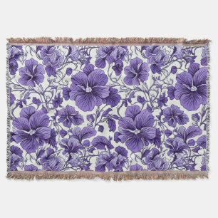 Lila Violett-Blume Botanisches Blumenmuster Decke