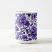 Lila Violett-Blume Botanisches Blumenmuster Kaffeetasse (Mittel)