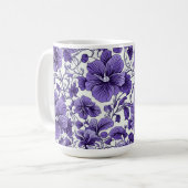 Lila Violett-Blume Botanisches Blumenmuster Kaffeetasse (Vorderseite Links)