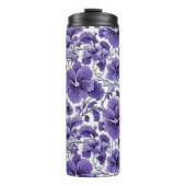 Lila Violett-Blume Botanisches Blumenmuster Thermosbecher (Vorderseite)