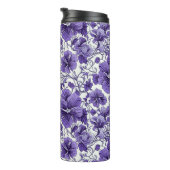 Lila Violett-Blume Botanisches Blumenmuster Thermosbecher (Nach rechts gedreht)