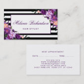 Lila Violett Blumenhaar - Stylistische Ernennung S Terminkarte (Vorne/Hinten)