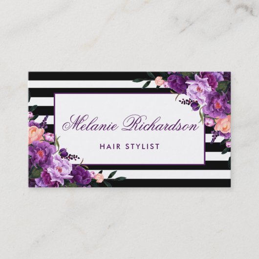 Lila Violett Blumenhaar - Stylistische Ernennung S Terminkarte (Vorderseite)