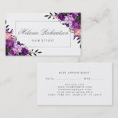 Lila Violett Blumenhaar - Stylistische Ernennung S Terminkarte (Vorne/Hinten)