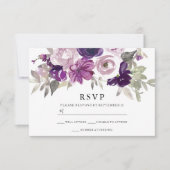Lila Violett-Blumenwetterwetterhochzeit RSVP Karte (Vorderseite)
