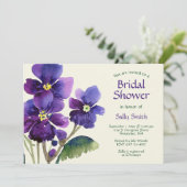 Lila Violett-Brautparty Einladung (Stehend Vorderseite)