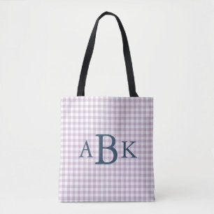 Lila Violett Gingham Monogramm Tasche