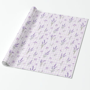 Lila Violett Gingham Wasserfarben Blumen Geschenkv Geschenkpapier