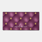 Lila Violett Gold Diamant Tufted Individuelle Name Schreibtischunterlage (Vorderseite)