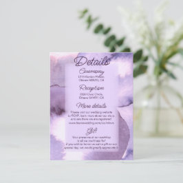Lila Violett-Lavendel-Hochzeit Begleitkarte