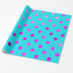 Lila Violett Metallische Imitat Foil Polka Dot Aqu Geschenkpapier
