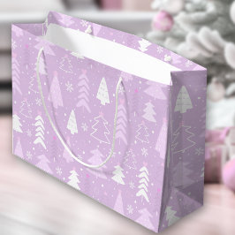 Lila Violett Moderne Bäume Winter Weihnachten Große Geschenktüte