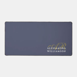 Lila Violett Monogramm Gold Weiß Minimalistischer Schreibtischunterlage