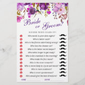 Lila Violett Peony Floral Brautparty Game (Vorderseite)