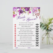 Lila Violett Peony Floral Brautparty Game (Stehend Vorderseite)