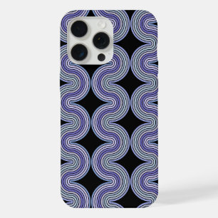 Lila Violett Purpur Rosa Wellenstreifen auf Schwar iPhone 15 Pro Max Hülle