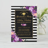 Lila Violett-Strippenschülerparty laden ein Einladung (Stehend Vorderseite)