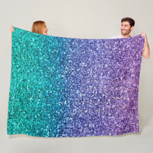 Lila Violett & Türkis Grüner Funkelnder Glitter Fleecedecke