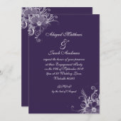 Lila Violett- und Weißkot-Blume Einladung (Vorne/Hinten)