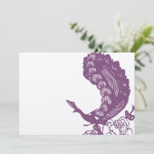 Lila Violett Vintag Moderne Pfauenhochzeit Einladung (Stehend Vorderseite)