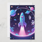 Lila Violett Weltraum Einladung zum Geburtstag (Rückseite)