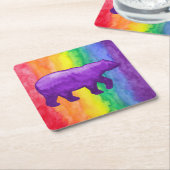 Lila/Violettbär auf Rainbow Wash Paper Untersetzer (angewinkelt)