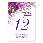 Lila Violettblumenhochzeit Tischnummer (Rückseite)
