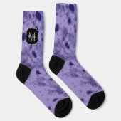 Lila violette, abstrakt-erkrankte Muster Monogramm Socken (Rechts)