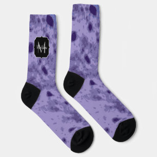 Lila violette, abstrakt-erkrankte Muster Monogramm Socken