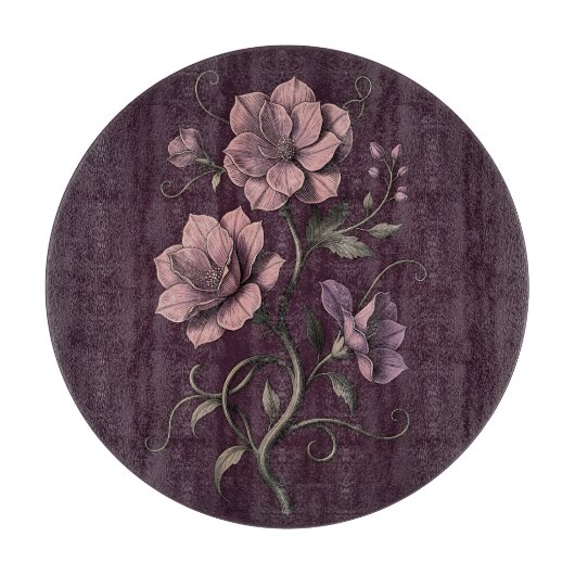 Lila violette Anemonenblume dunkle Botanik  Schneidebrett (Vorderseite)