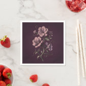 Lila-violette Anemonenblume Dunkle Botanik Serviette (Beispiel)