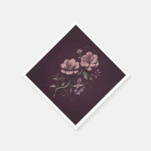 Lila-violette Anemonenblume Dunkle Botanik Serviette (Ecke)