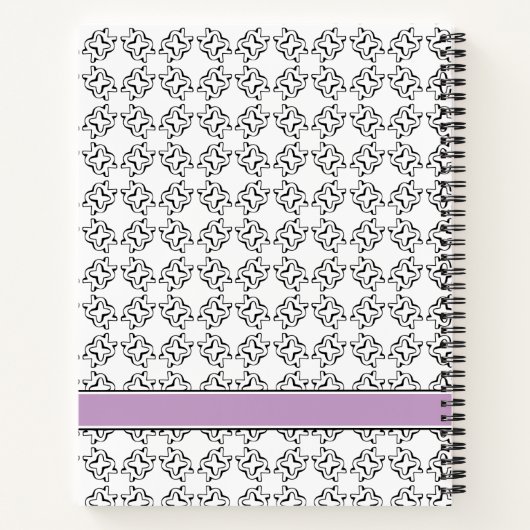 Lila Violette auf Schwarz-Weiß-Muster Notizblock (Rückseite)