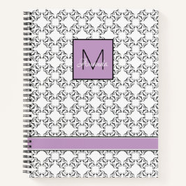 Lila Violette auf Schwarz-Weiß-Muster Notizblock