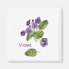 Lila violette Blume Aquarellfarbenprägung Magnet