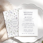 Lila violette Blume blüht Hochzeitsdetails Begleitkarte