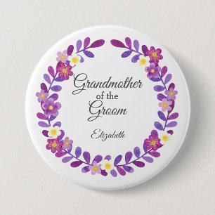 Lila / violette Blumen-Oma des Bräutigams Button