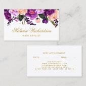 Lila violette Blumenhaar-Stylist-Verabredung G Terminkarte (Vorne/Hinten)