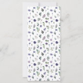 Lila violette Blumenkarte rustikale Hochzeitskarte (Rückseite)