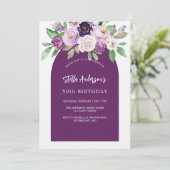 Lila violette Blüten zum Geburtstag Einladung (Stehend Vorderseite)