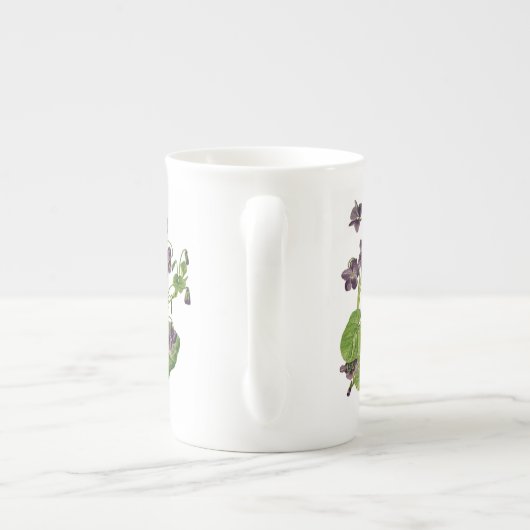 Lila Violette Botanische Knochen-China Tasse (Rückseite)