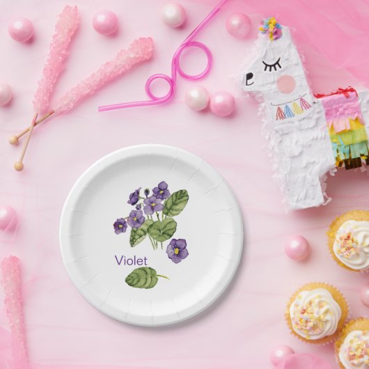 lila violette botanische Papierplatte Pappteller (Party)