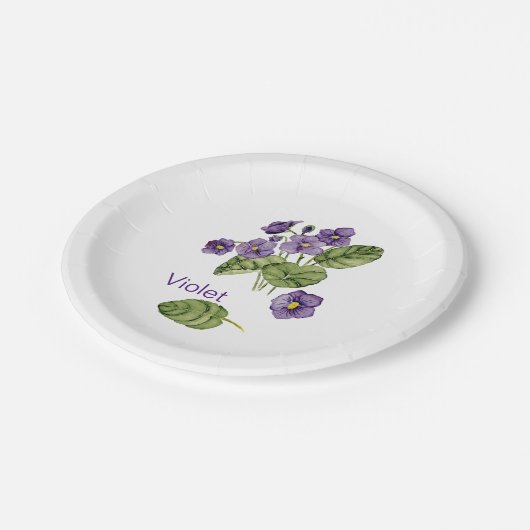 lila violette botanische Papierplatte Pappteller (Schrägansicht)