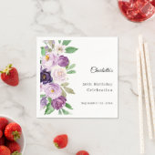 Lila violette florale Geburtstagsfeier Serviette (Beispiel)