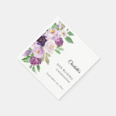 Lila violette florale Geburtstagsfeier Serviette (Ecke)