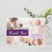 Lila violette Foto-Collage Dankeskarte (Stehend Vorderseite)