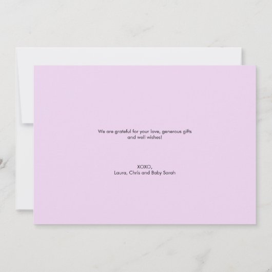 Lila violette Foto-Collage Dankeskarte (Rückseite)