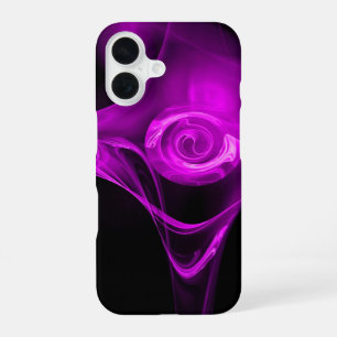 LILA-VIOLETTE FRACTAL-ROSE IN SCHWARZ iPhone 16 HÜLLE