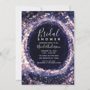 Lila Violette Funkelnde Lichter Glam Brautparty Einladung